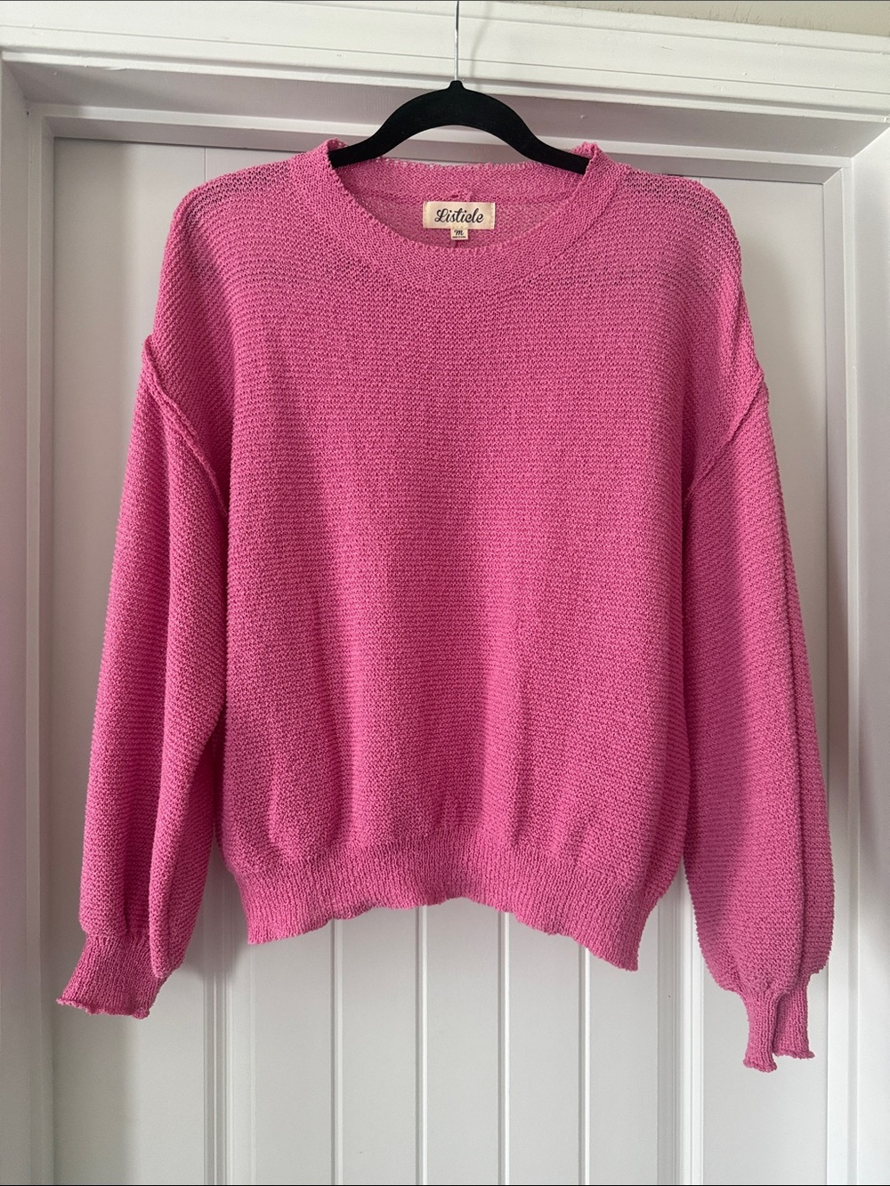 Listicle Bright Pink Crewneck Knit Sweater